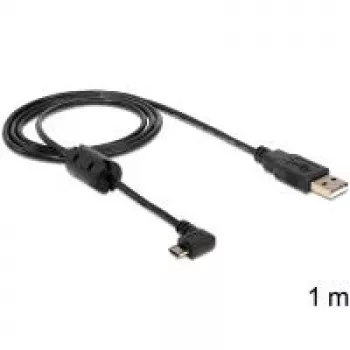 USB 2.0 kabelis DeLOCK 83250 USB A – Micro-USB B (lenktas) 1 m, juodas