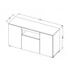 Sideboard Cama Meble VIVA 150 balta/balta blizgi ir sonoma ąžuolas, 3 durys, 5 lentynos, 1500×450×800 mm