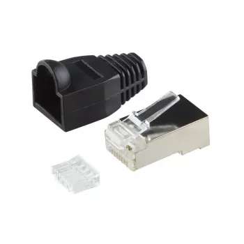 RJ45 jungtis LogiLink MP0022 juoda permatoma, Cat.6 ekranuota, 100 vnt.