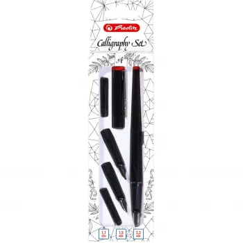 Rašiklių rinkinys (tušinukas + plunksninis) Herlitz 8623001 Juoda 5 vnt.