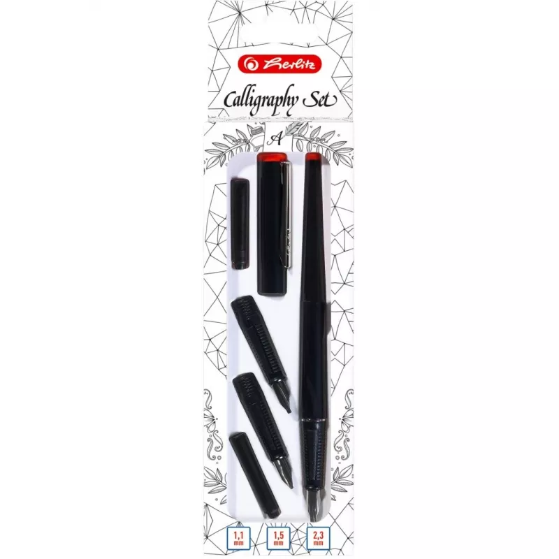 Rašiklių rinkinys (tušinukas + plunksninis) Herlitz 8623001 Juoda 5 vnt.