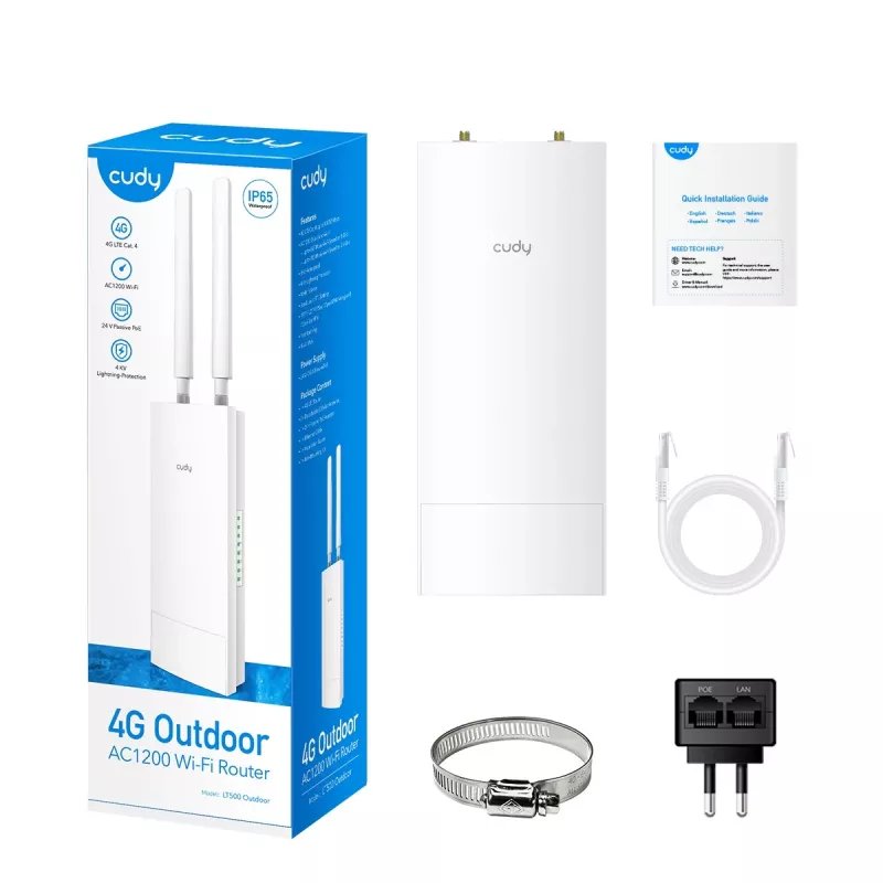 Cudy LT500 belaidis maršrutizatorius Fast Ethernet Dual-band (2.4 GHz / 5 GHz) 4G Baltas