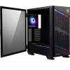 MSI MPG VELOX 100P AIRFLOW Midi Tower kompiuterio korpusas 'Juodas, 3x 120mm ventiliatorius + 1x 120mm ARGB ventiliatorius, ARGB šviesos juosta, USB Type-C, 1x grūdintas stiklas, Centras, E-ATX, ATX, mATX, mini-ITX'