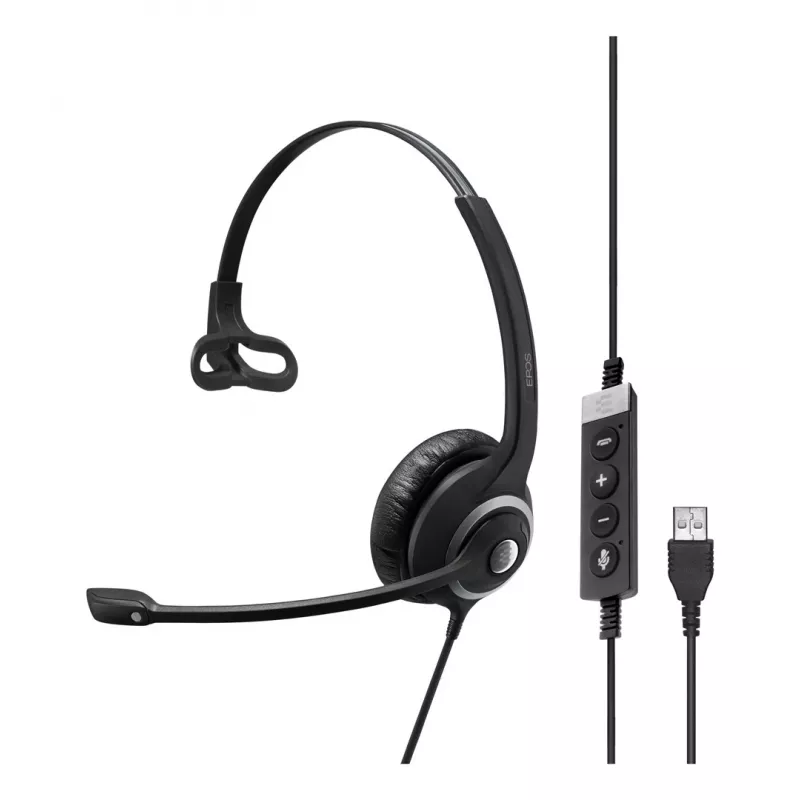 EPOS IMPACT SC 230 USB MS II Mono ausinės su USB-A jungtimi, linijiniu skambučių valdymu, sertifikuotos Microsoft (1000578)