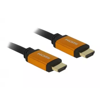 DeLOCK HDMI laidas, HDMI (M) į HDMI (M), 50 cm, triguba izoliacija, juodas, auksinis, 8K palaikymas
