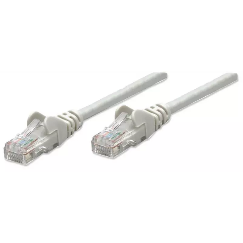 Intellinet tinklo jungiamasis laidas, Cat6, 1m, Pilka, CCA, U/UTP, PVC, RJ45, Auksuoti kontaktai, Apsaugotas nuo užkabėjimo, Su gaubtuku, Viso gyvenimo garantija