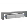 TV stovas Cama Meble TORO 200 — 2000×350×410 mm, pilkas viršus iš medžio drožlių plokštės, pilkas/baltas blizgesys