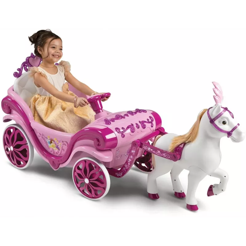 Huffy Electric Disney Princess vežimas su arkliu 6 V rožinis