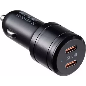 VOLTCRAFT VC-PD40W-2C VC-13431420 automobilinis USB-C įkroviklis, 2x USB-C, USB Power Delivery, 40 W, 3 A