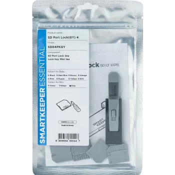 Smartkeeper SD04PKGY pilkas plastikinis prievadų blokatorius SD kortelių lizdams