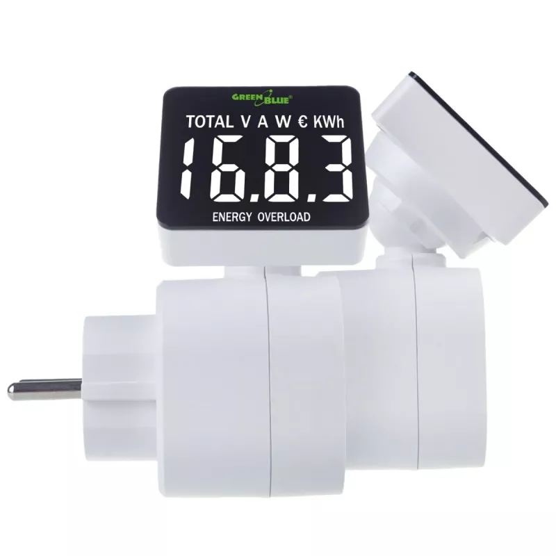 Energijos matuoklis GreenBlue GB620E 220V, 16A, kištukinis galios/energijos monitorius
