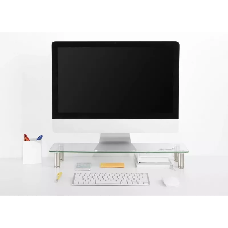 GEMBIRD MS-TABLE-GM-01 stiklinis monitoriaus stovas, juodas, 580×210×90 mm