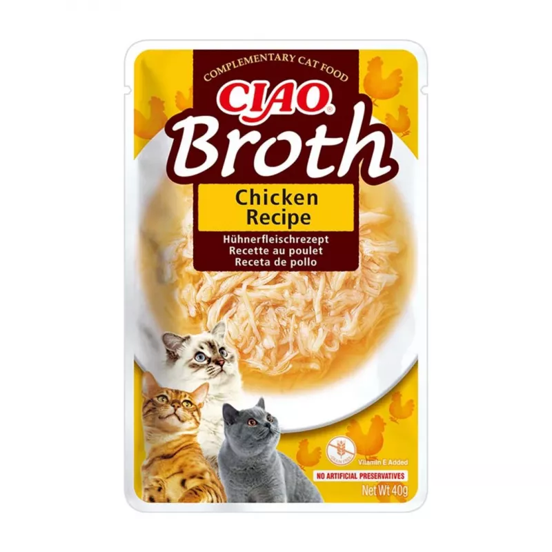 INABA Ciao Broth gardėsiai katėms, vištiena, lašiša ir tunas, 10 x 40 g