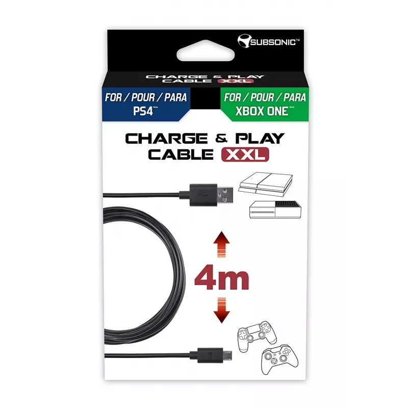 USB laidas Subsonic SA5355 4m USB 2.0 A – Micro-USB A juodas