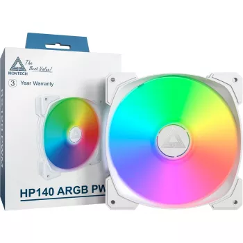 Ventiliatorius Montech HP140 ARGB PWM 14 cm Baltas su šovininiu guoliu