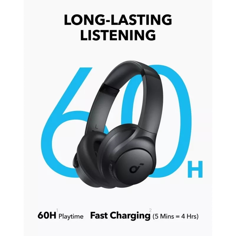 Ausinės ant ausų Anker Soundcore Q11i, Bluetooth 5.0, iki 20 h baterija, įmontuotas mikrofonas, tamsiai pilka