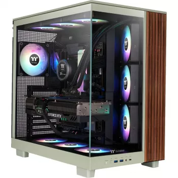 Korpusas Thermaltake View 380 XL WS ARGB, šviesiai žalias/medis, 2x grūdintas stiklas