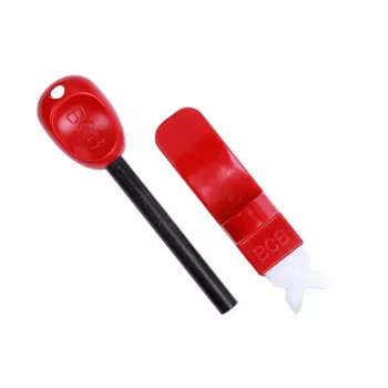 Išgyvenimo kompasas BCB CN340 – kompaktiškas šviečiančiu ciferblatu, plastikine rankena, 110 mm, 47 g, raudonas