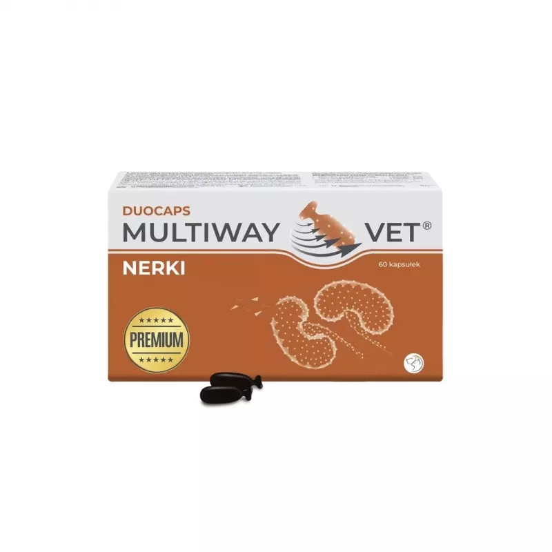 Maisto papildas kapsulėmis JM Sante Multiway Vet Duocaps Inkstai šunims ir katėms, 60 vnt., 150 g kartoninė pakuotė