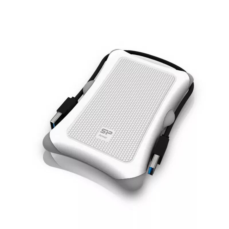 Išorinis kietasis diskas Silicon Power Armor A30 2TB 2,5 colio USB 3.2 Gen 1, baltas, atsparus smūgiams, 256 bitų AES