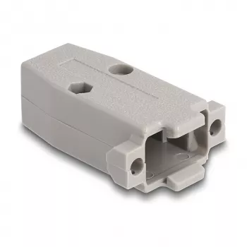 Kabelio gaubtas DELOCK D-Sub plastikinis korpusas 9 kontaktų kištukui/kištukinei su guminiais tarpikliais, pilkas, 31,2×47,9×16,6 mm