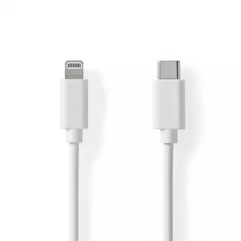 Nedis Lightning kabelis - USB 2.0 | Apple Lightning 8 kontaktų | USB-C™ kištukas | 480 Mbps | nikeliuotas | 1,00 m | Apvalus | PVC | Baltas
