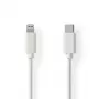 Nedis Lightning kabelis - USB 2.0 | Apple Lightning 8 kontaktų | USB-C™ kištukas | 480 Mbps | nikeliuotas | 1,00 m | Apvalus | PVC | Baltas