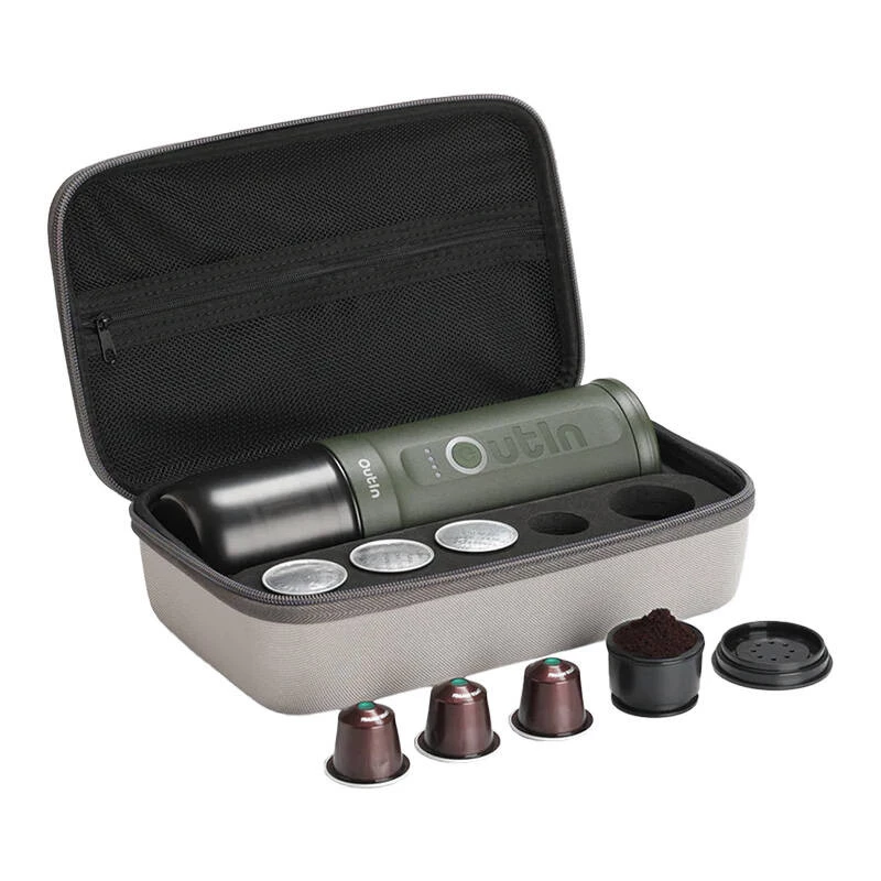Outin Nano nešiojamas espresso aparatas 7500mAh (žalias) + apsauginis dėklas