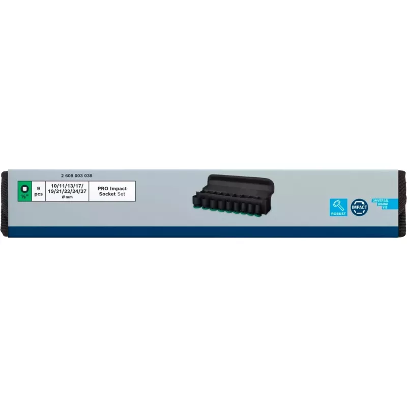 Poveikinių lizdų rinkinys Bosch Powertools PRO 1/2 colio 9 dalių, juodas