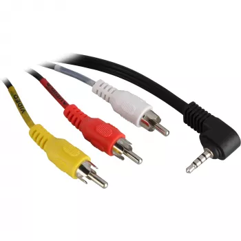 Wentronic Goobay 3,5 mm lizdo / RCA adapterio laidas, 1,5 m – 3,5 mm kištukas (4 kontaktai, stereo) 90° > 3x RCA kištukas (50209)