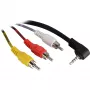 Wentronic Goobay 3,5 mm lizdo / RCA adapterio laidas, 1,5 m – 3,5 mm kištukas (4 kontaktai, stereo) 90° > 3x RCA kištukas (50209)