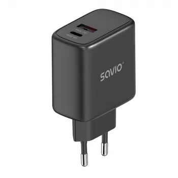 Laikiklis SAVIO LA-06/B USB Type-C 30W Power Delivery 1x USB-C Juodas, 5–20V, 3A/9V, 3A/5V, 3A/12V, 2.1A