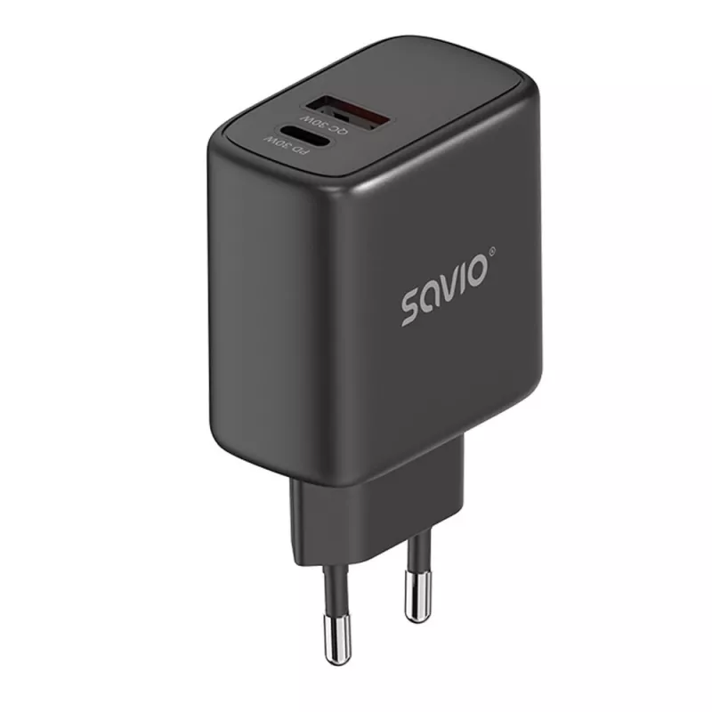 Laikiklis SAVIO LA-06/B USB Type-C 30W Power Delivery 1x USB-C Juodas, 5–20V, 3A/9V, 3A/5V, 3A/12V, 2.1A
