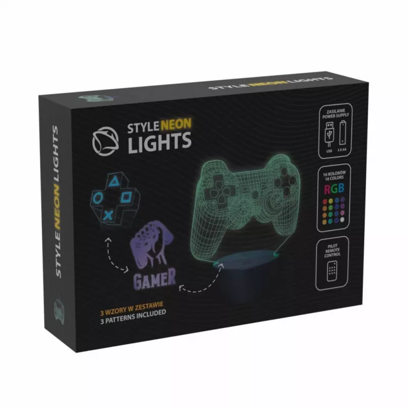 Stalinė LED lempa MANTA SNL122RGB RGB 3D šviesos dekoracija, keičiama spalva, USB maitinimas