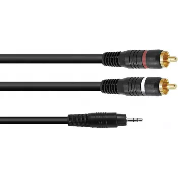 Adapterinis kabelis 3,5 mm lizdas į 2x RCA Omnitronic 3022514X, 0,5 m