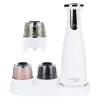 Druskos ir pipirų malūnėlių rinkinys Adler AD 4449W Steel White, keraminiai girnastekliai, 150 ml, įkrovimas per USB-C