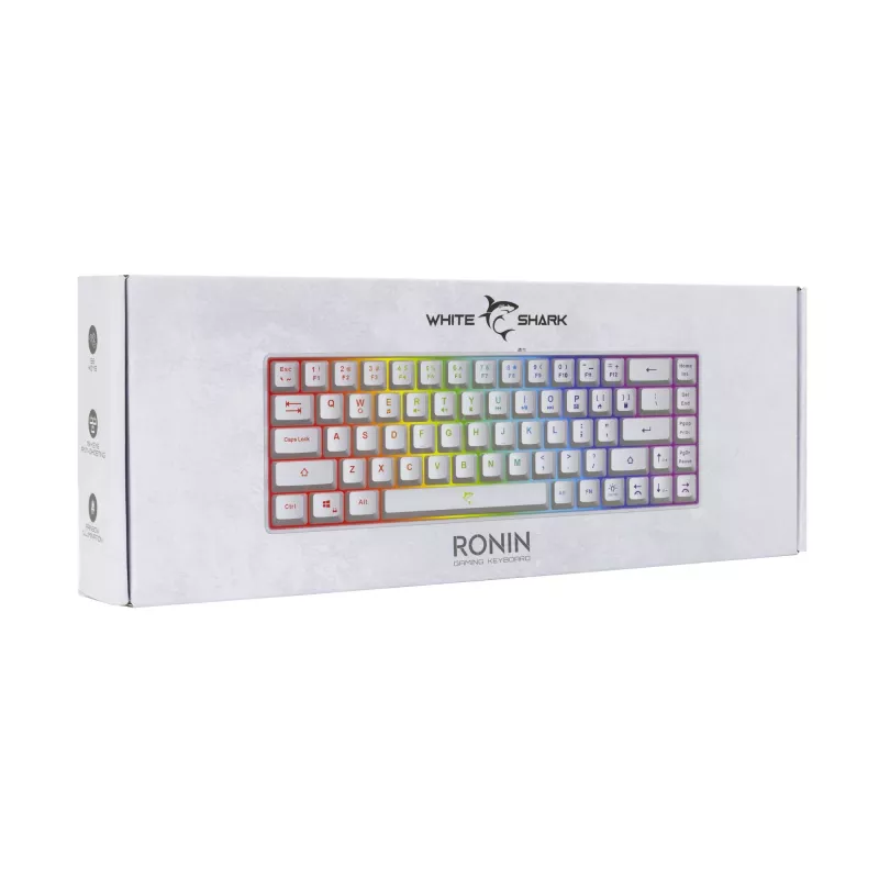 Klaviatūra White Shark RONIN balta USB QWERTY 68 klavišų LED