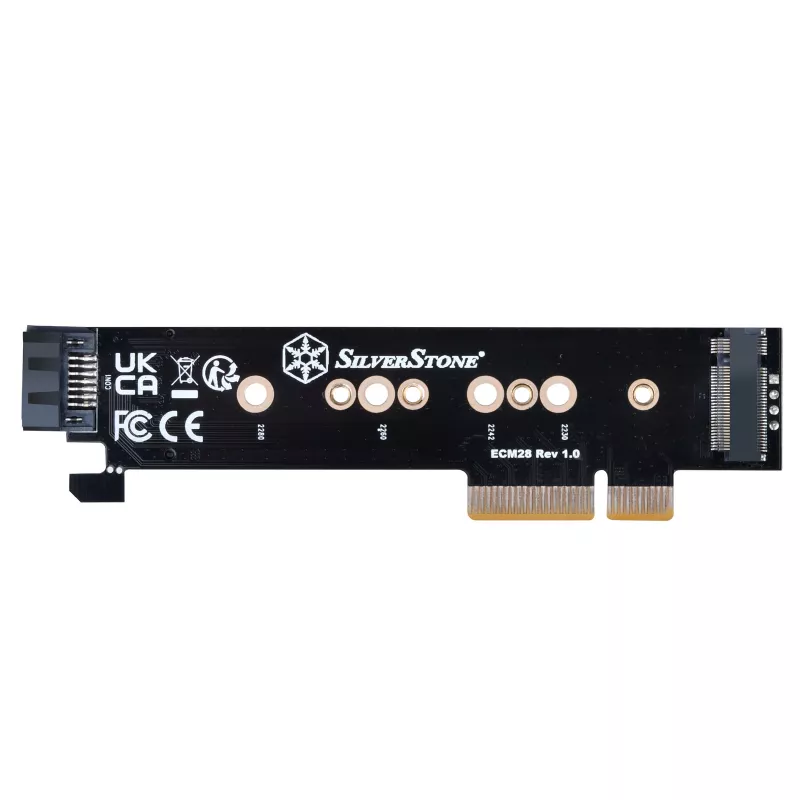 Silverstone SST-ECM28 M.2/SATA adapterio kortelė, PCIe 4.0, 1x M-Key, 1x SATA