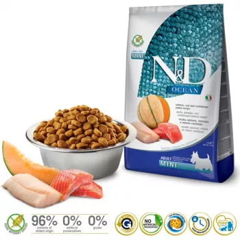 FARMINA N&D Ocean Dog Salmon, Cod, Cantaloupe, Melon Adult Mini - sausas šunų ėdalas - 2.5 kg