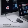 USB-C stotelė nešiojamam kompiuteriui AUKEY CB-C71 — 3x USB‑C (USB 3.2 Gen1), HDMI, RJ‑45, MicroSD, USB PD 100W, 0,15 m kabelis, juoda