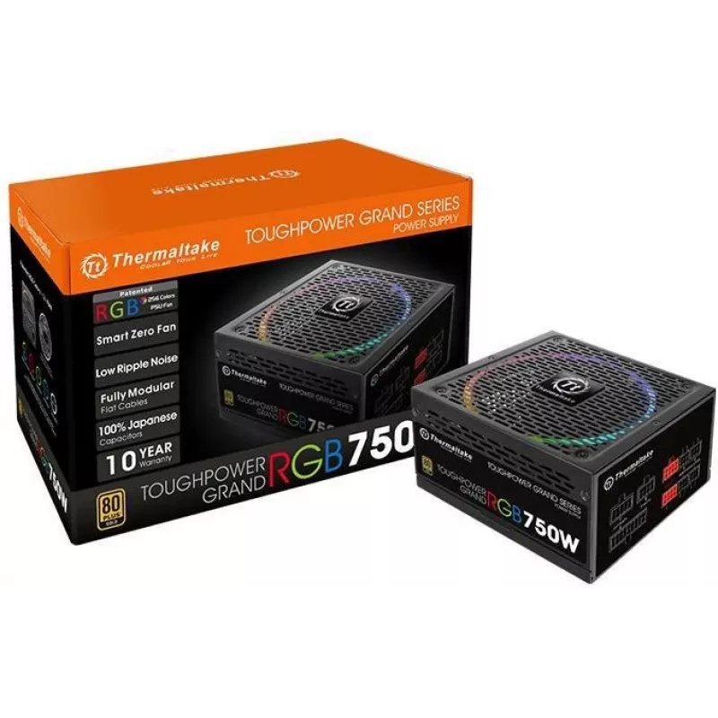Thermaltake ToughPower Grand RGB 750W Gold - maitinimo blokas (vidinis) - ATX12V 2.4 / EPS12V 2.92 - 80 PLUS Gold - AC 100-240 V - 750 W - Active PFC
