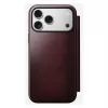 Mobilaus telefono dėklas Nomad Modern Leather Folio, skirtas iPhone 17 Pro Max – oda, TPU, PC, aliuminis, bordo spalvos, 16 cm (6,3 colio)
