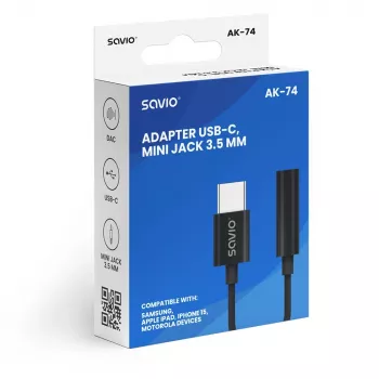 Adapteris audio USB-C į Jack 3,5 mm SAVIO AK-74