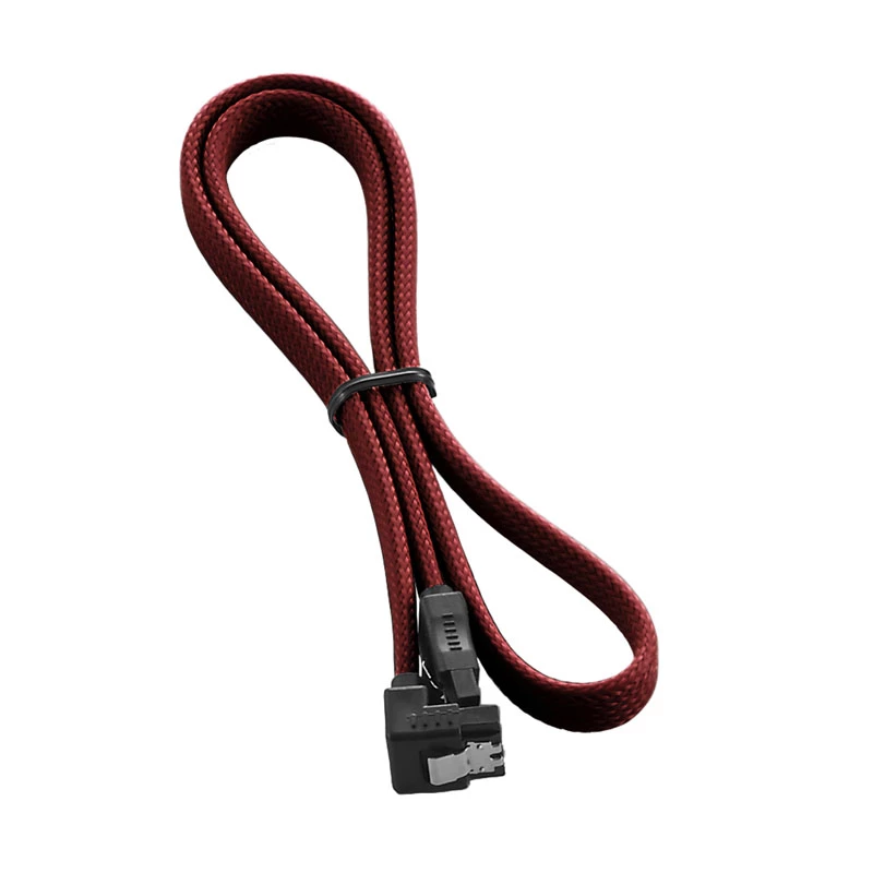CableMod ModMesh SATA kabelis - Serial ATA 150/300/600 - SATA (M) stačiu kampu į SATA (M) - 60 cm - Blood Red (CM-CAB-RSAT-N60KBR-R)