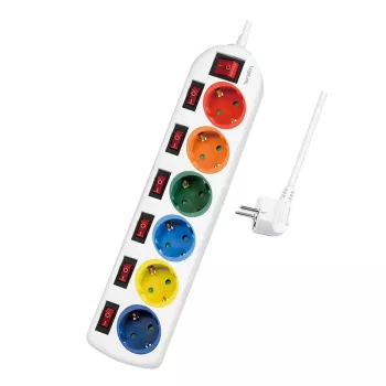 Prailginimo laidas LogiLink LPS259 1,5 m 6 AC lizdų Baltas