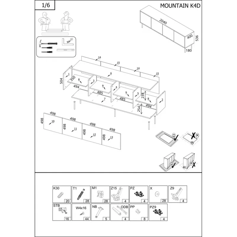 TV spintelė Cama Meble Cama 4D MOUNTAIN 2040×400×550 mm juoda + auksinė medžio drožlių plokštės viršus