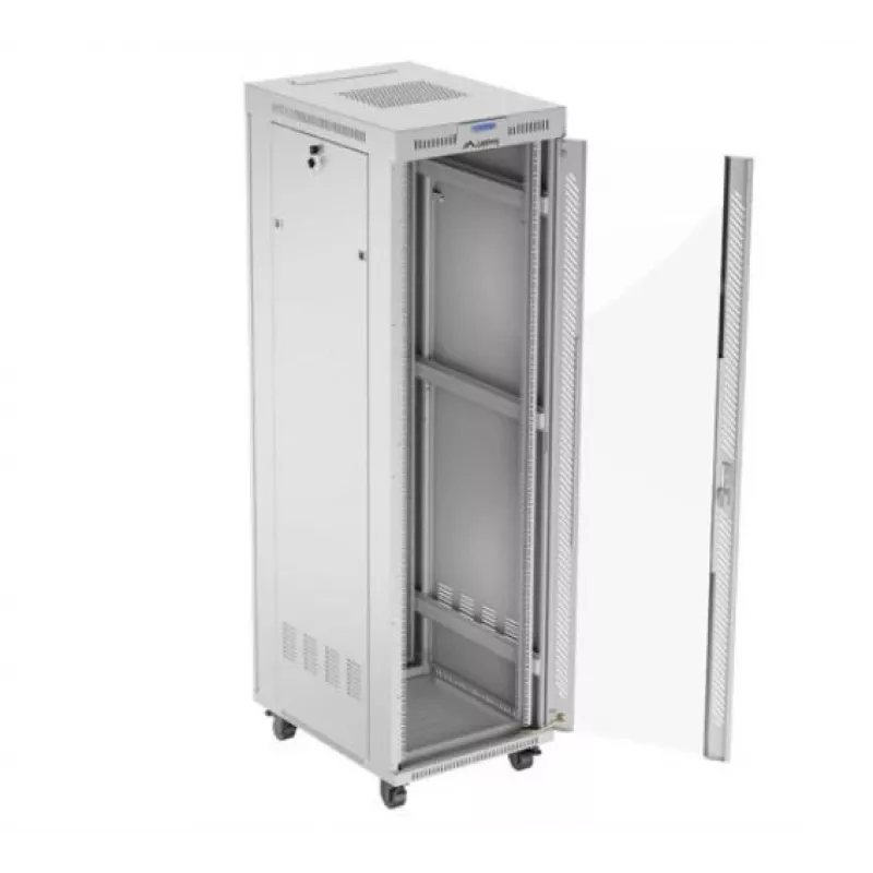 Laisvai pastatomas tinklo spintos stovas LANBERG FF01-6842-12SL 42U, 600×800 mm, 2121 mm aukštis, 1200 kg talpa, IP20, pilkas
