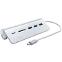 Satechie Type-C aliuminio USB centras ir kortelių skaitytuvas, sidabrinis, ST-TCHCRS