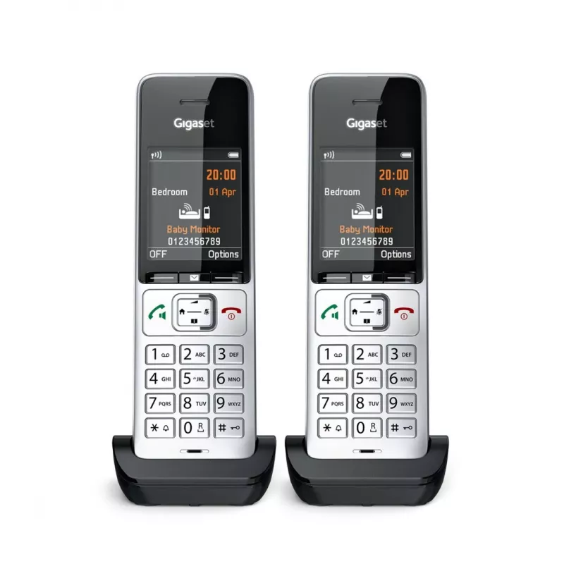 Gigaset COMFORT 500HX duo analoginis/DECT telefono aparatas su skambučio ID, juodas, sidabrinis