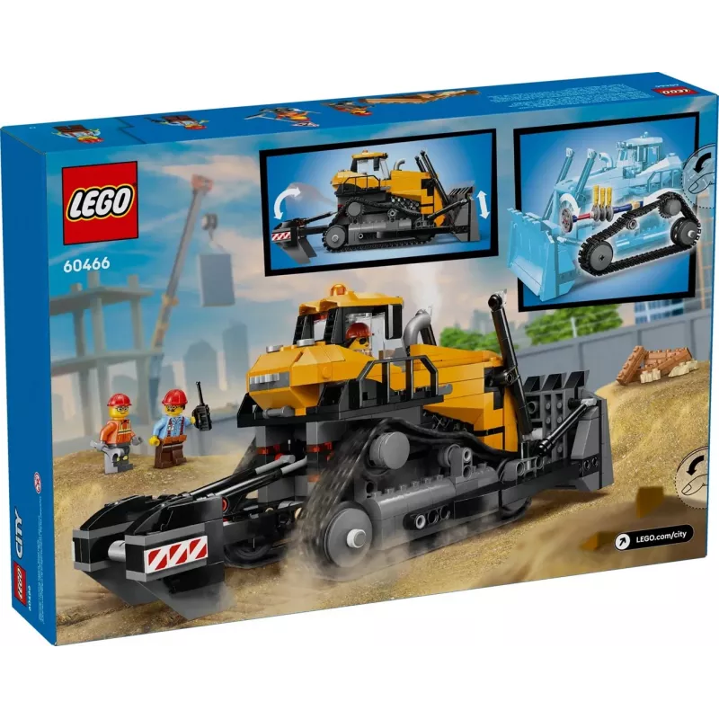 LEGO City 60466 Geltonas buldozeris su priekiniu krautuvu, konstruktorius, 682 detalės, 3 figūrėlės, nuo 8 metų